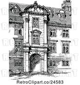 Vector Clip Art of Retro Facade of St Catherines College in Cambridge Uk by Prawny Vintage