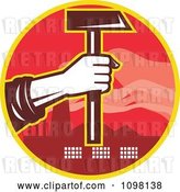 Vector Clip Art of Retro Factory Laborer Hand Holding out a Hammer by Patrimonio