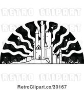 Vector Clip Art of Retro Fairy Tale Castle and Sun by Prawny Vintage