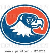 Vector Clip Art of Retro Falcon Head in a Blue White and Orange Oval by Patrimonio