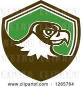Vector Clip Art of Retro Falcon Head in a Brown White and Green Shield by Patrimonio
