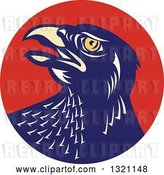 Vector Clip Art of Retro Falcon Head in a Red Circle by Patrimonio