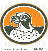 Vector Clip Art of Retro Falcon Head in an Orange Green and White Oval by Patrimonio