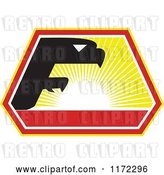 Vector Clip Art of Retro Falcon in the Shape of an F Against a Sunset by Patrimonio