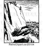 Vector Clip Art of Retro Falling Car Rolling over a Cliff by Prawny Vintage