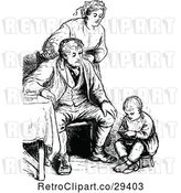 Vector Clip Art of Retro Family and Boy Reading by Prawny Vintage