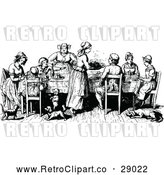 Vector Clip Art of Retro Family at a Table by Prawny Vintage
