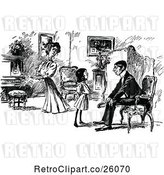 Vector Clip Art of Retro Family in a Living Room by Prawny Vintage
