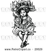 Vector Clip Art of Retro Fancy Girl Reading by Prawny Vintage