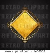 Vector Clip Art of Retro Fancy Golden Diamond Frame over a Black Background by KJ Pargeter