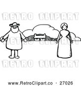 Vector Clip Art of Retro Farmer Couple and House by Prawny Vintage