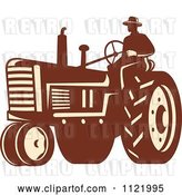 Vector Clip Art of Retro Farmer on a Tractor by Patrimonio