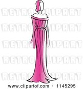 Vector Clip Art of Retro Fashion Model in a Pink Dress 1 by Vector Tradition SM