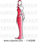 Vector Clip Art of Retro Fashion Model in a Red Dress 2 by Vector Tradition SM