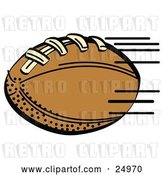 Vector Clip Art of Retro Fast Brown Leather American Football Speeding Through the Air During a Game by Andy Nortnik