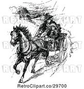 Vector Clip Art of Retro Father and Girl on a Horse Cart in the Rain by Prawny Vintage