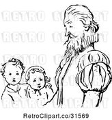 Vector Clip Art of Retro Father and His KChildren by Prawny Vintage