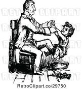Vector Clip Art of Retro Father and Son Playing in a Chair by Prawny Vintage