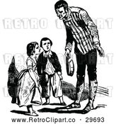 Vector Clip Art of Retro Father Talking to His Children by Prawny Vintage