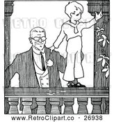 Vector Clip Art of Retro Father with His Son on a Railing by Prawny Vintage