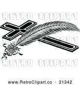 Vector Clip Art of Retro Feather and Cross by Prawny Vintage