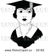 Vector Clip Art of Retro Female Graduate by Prawny Vintage
