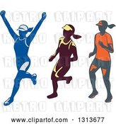Vector Clip Art of Retro Female Marathon Runners by Patrimonio