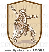 Vector Clip Art of Retro Fighting Roman Centurion Soldier with a Sword in a Shield by Patrimonio