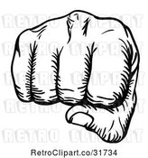 Vector Clip Art of Retro Fist Punching by AtStockIllustration