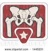 Vector Clip Art of Retro Flat Styled Tan and Red Human Pelvis and Star Medical Design by Vector Tradition SM