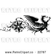 Vector Clip Art of Retro Floral and Dragon Design Element by Prawny Vintage