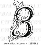 Vector Clip Art of Retro Floral Capital Letter B by Vector Tradition SM