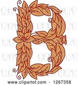 Vector Clip Art of Retro Floral Capital Letter B with a Flower by Vector Tradition SM