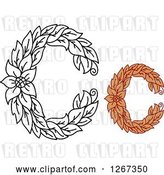 Vector Clip Art of Retro Floral Capital Letter C Designs with a Flower by Vector Tradition SM