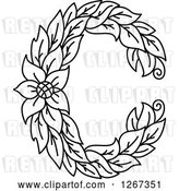 Vector Clip Art of Retro Floral Capital Letter C with a Flower by Vector Tradition SM