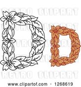 Vector Clip Art of Retro Floral Capital Letter D Designs with a Flowers by Vector Tradition SM