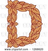 Vector Clip Art of Retro Floral Capital Letter D with a Flower by Vector Tradition SM