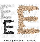 Vector Clip Art of Retro Floral Capital Letter E Designs by Vector Tradition SM