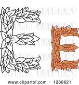 Vector Clip Art of Retro Floral Capital Letter E Designs with a Flower by Vector Tradition SM