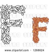Vector Clip Art of Retro Floral Capital Letter F Designs with a Flowers by Vector Tradition SM