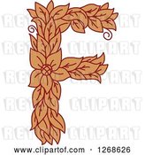 Vector Clip Art of Retro Floral Capital Letter F with a Flower by Vector Tradition SM