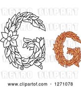 Vector Clip Art of Retro Floral Capital Letter G Designs with a Flowers by Vector Tradition SM