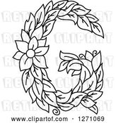 Vector Clip Art of Retro Floral Capital Letter G with a Flower by Vector Tradition SM
