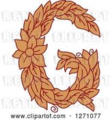 Vector Clip Art of Retro Floral Capital Letter G with a Flower by Vector Tradition SM