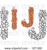 Vector Clip Art of Retro Floral Capital Letter I and J Designs with a Flowers by Vector Tradition SM