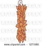 Vector Clip Art of Retro Floral Capital Letter I with a Flower by Vector Tradition SM