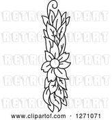 Vector Clip Art of Retro Floral Capital Letter I with a Flower by Vector Tradition SM