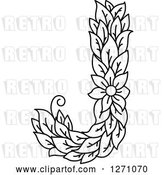 Vector Clip Art of Retro Floral Capital Letter J with a Flower by Vector Tradition SM