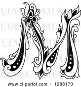 Vector Clip Art of Retro Floral Capital Letter M by Vector Tradition SM