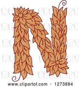 Vector Clip Art of Retro Floral Capital Letter N with a Flower by Vector Tradition SM